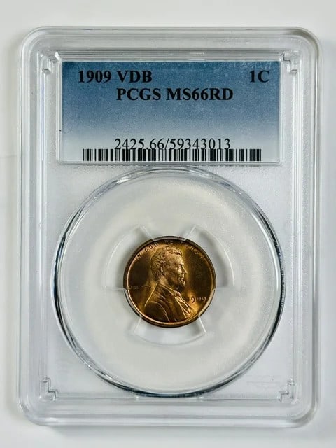 1909 Philadelphia Lincoln Cent PCGS MS-66 RD: 1909 Philadelphia Lincoln Cent PCGS MS-66 RD This 1909 Lincoln Penny is a small cent struck at the Philadelphia Mint. Graded MS 66 Red by PCGS, it features attractive luster and is composed of copper.
