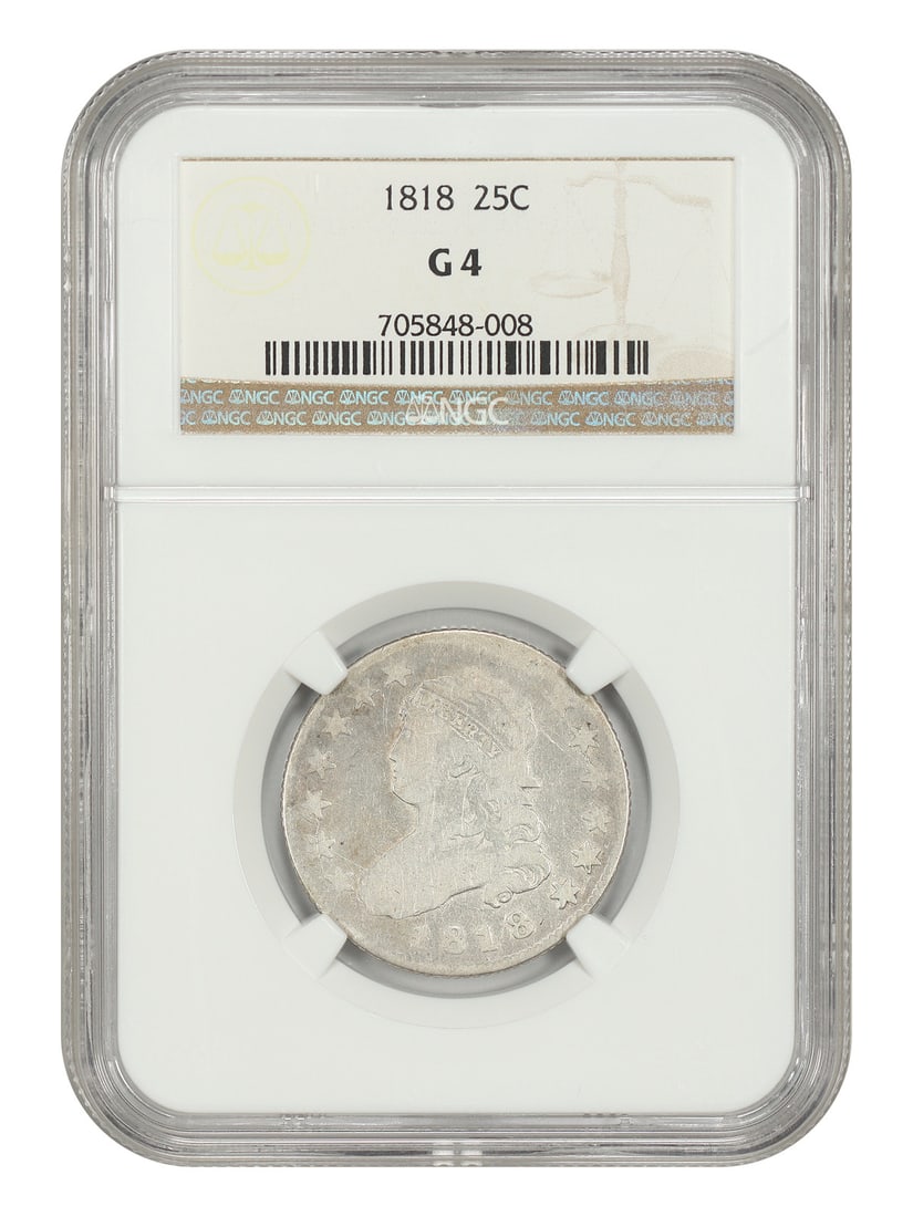 1818 Philadelphia Capped Bust Quarter NGC Good 04 25C (1 of 4)