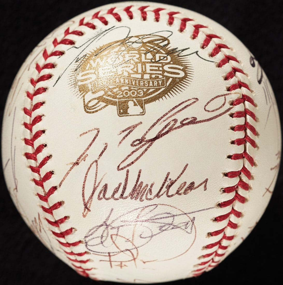 2003 Florida Marlins Signed World Series Baseball with Beckett COA: 2003 Florida Marlins Signed World Series Baseball with Beckett COA Celebrate the triumph of the 2003 Florida Marlins with this official World Series logo baseball, signed by 24 members of the champion