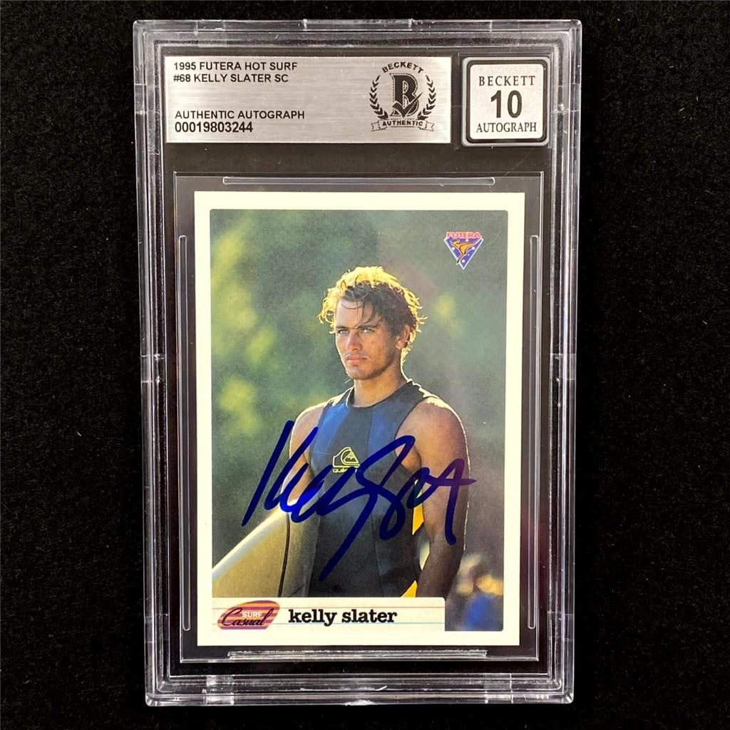 1995 Hot Surf Kelly Slater rookie card BAS 10 autograph (1 of 4)