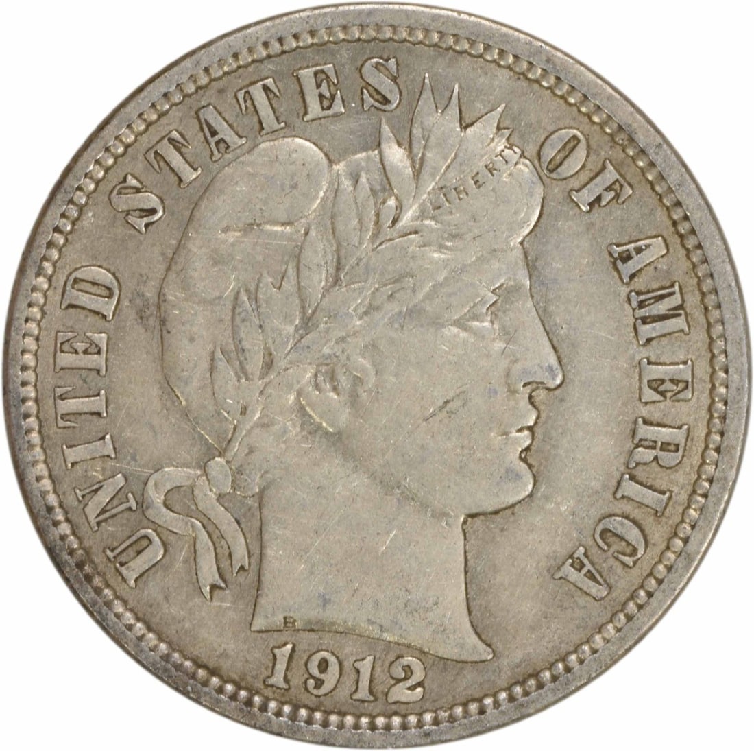 1912 Barber Silver Dime AU Uncertified 10C Philadelphia Mint (1 of 2)