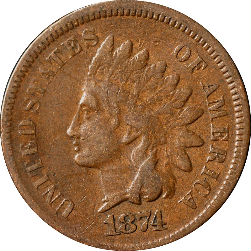 1874 Copper Indian Head Cent (1 of 2)