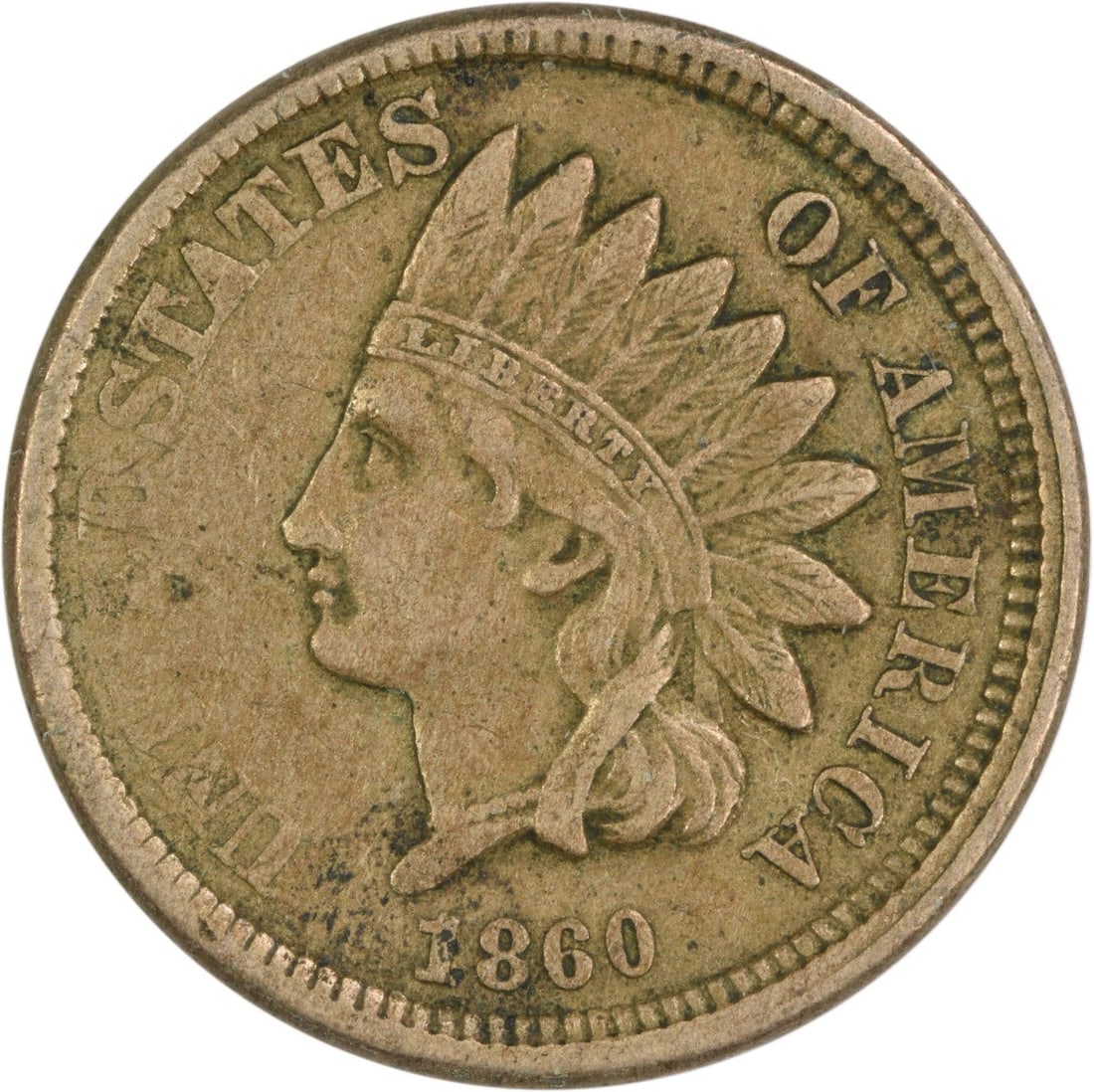 1860 Indian Head Cent VF Uncertified 19mm Copper Nickel Coin (1 of 2)