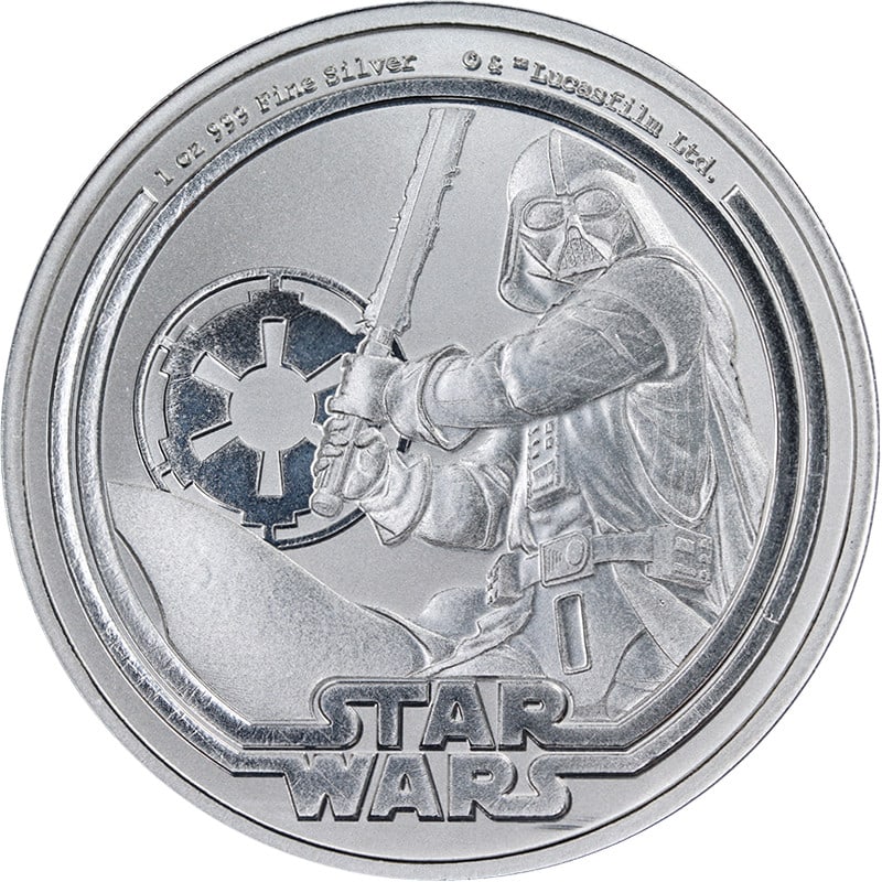 2026 Niue Darth Vader 1 Ounce Silver $2 Coin OGP: 2026 Niue Darth Vader 1 Ounce Silver $2 Coin OGP This 2026 Niue 1 Ounce Silver $2 coin features a Star Wars Darth Vader design. Struck in .999 fine silver, it is in uncirculated mint state condition a