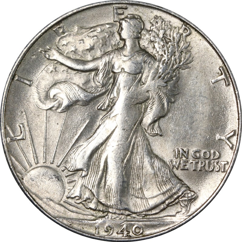1940 S Walking Liberty Half Dollar Silver Coin: 1940 S Walking Liberty Half Dollar Silver Coin This 1940-S Walking Liberty Half Dollar is a circulated silver coin from the United States. It features a fineness of 0.9 and was minted in San Francisco