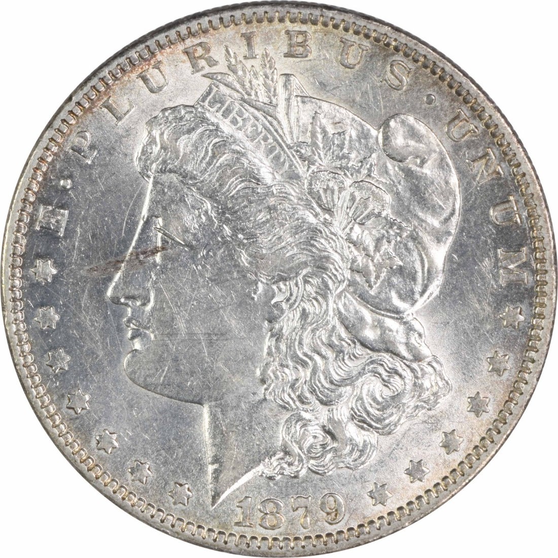 AU 1879 O Morgan Dollar New Orleans Mint Uncertified: AU 1879 O Morgan Dollar New Orleans Mint Uncertified This is an 1879-O Morgan Silver Dollar from the New Orleans Mint, featuring the design by George T. Morgan. Composed of 90% silver and 10% copper, 