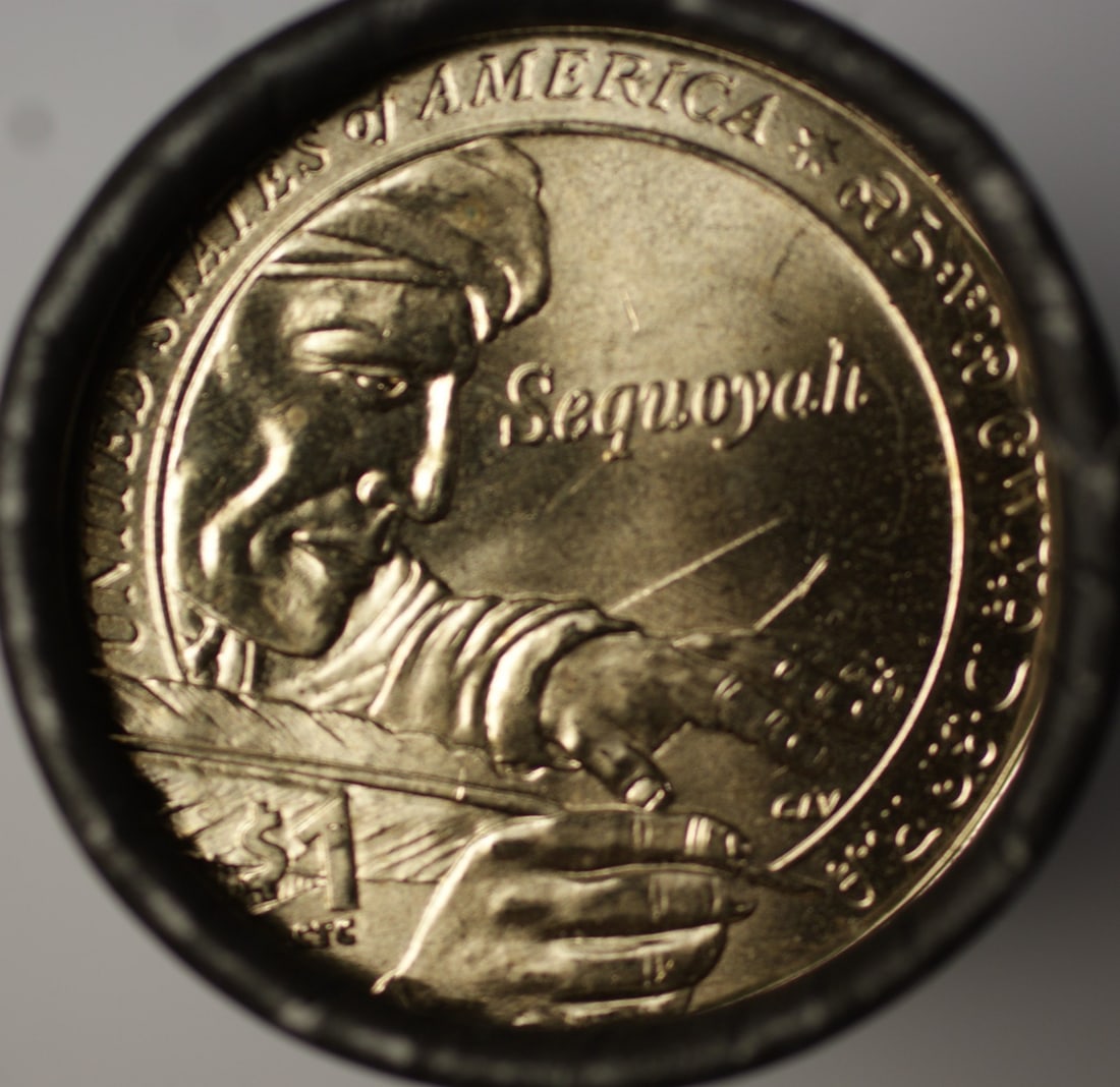 Roll of 25 2017-P Sequoyah Native American Uncirculated $1 Coins US Mint OBW (1 of 3)