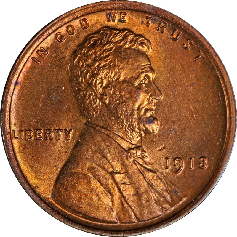1918 Copper Lincoln Penny from Philadelphia Mint: 1918 Copper Lincoln Penny from Philadelphia Mint This 1918-P Lincoln Cent is a circulated coin minted in Philadelphia. Composed of copper, it originates from the United States and dates to the year 19