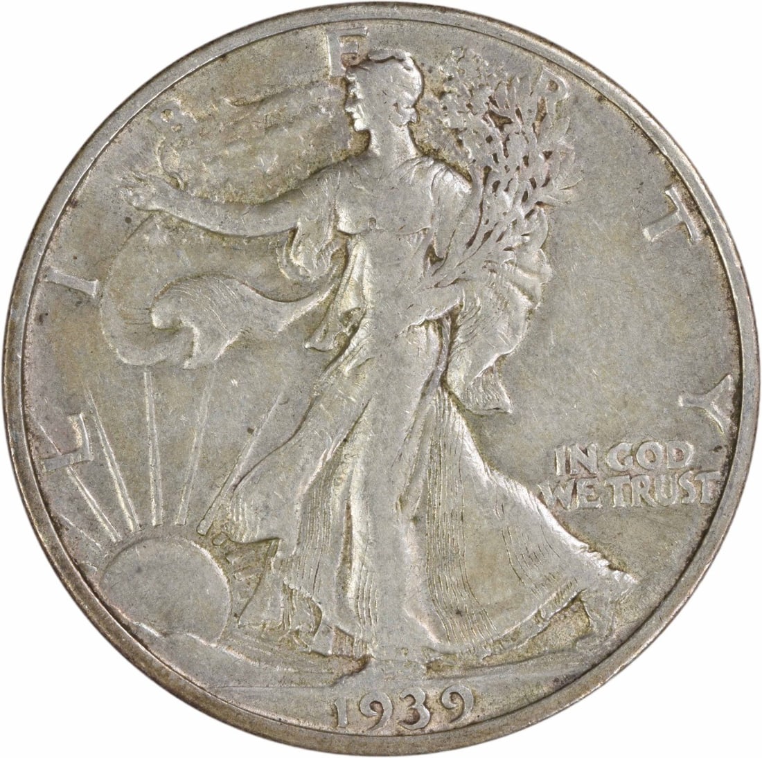 1939 San Francisco Liberty Walking Half Dollar 90 Percent Silver EF Grade: 1939 San Francisco Liberty Walking Half Dollar 90 Percent Silver EF Grade This 1939-S Walking Liberty Half Dollar was struck at the San Francisco Mint and features the iconic design by Adolph Alexande