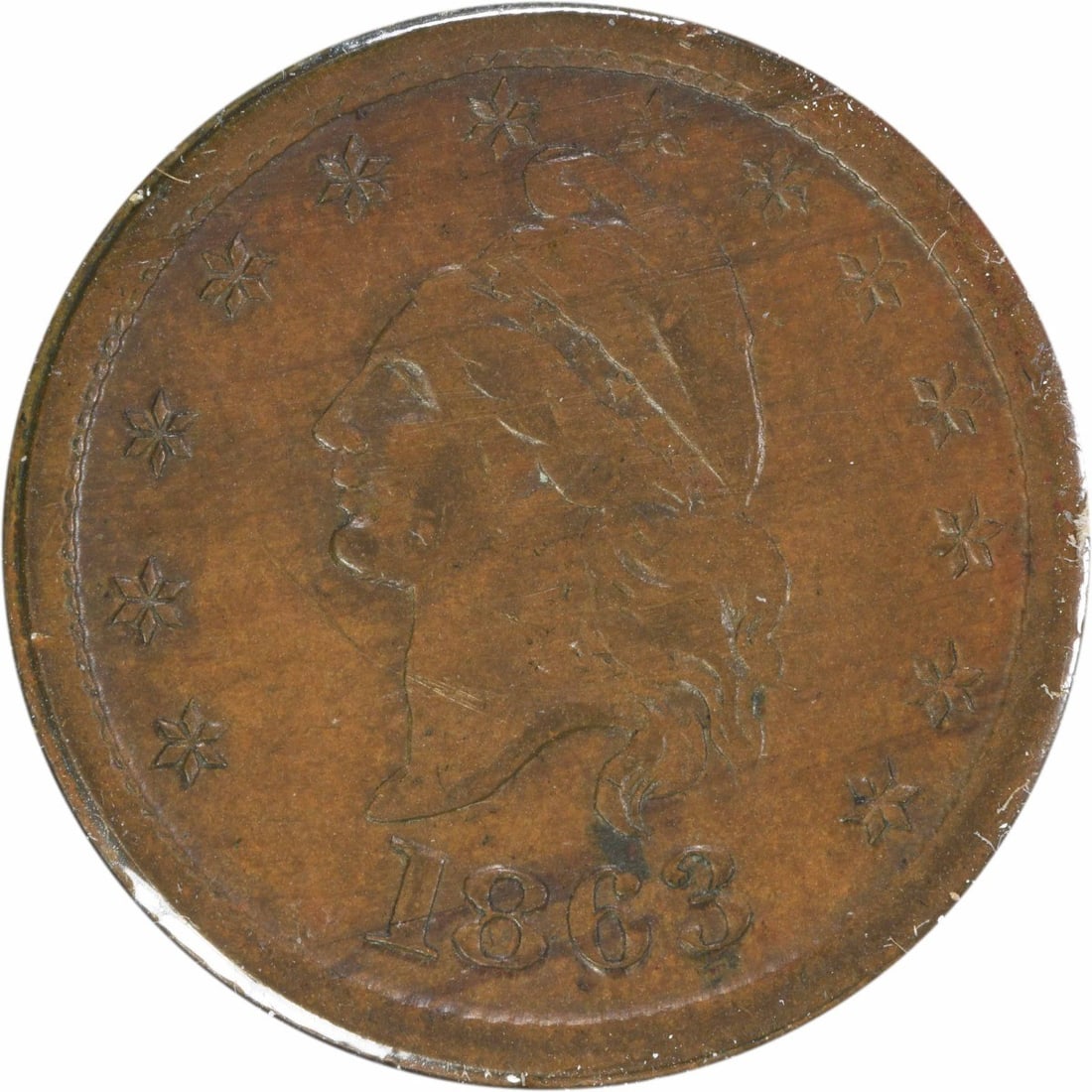French Liberty Patriotic 1863 Civil War Token 1 over 391 Extremely Fine (1 of 2)