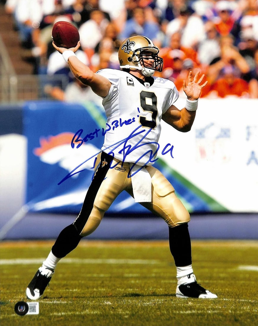 11x14 Drew Brees autographed Saints action photo Beckett authenticated (1 of 1)