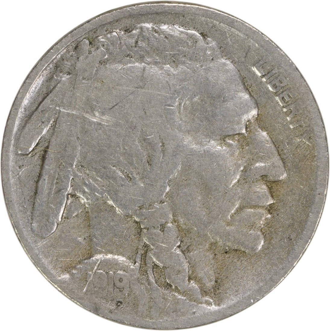 1919-S Buffalo Nickel 5C Circulated Uncertified Coin: 1919-S Buffalo Nickel 5C Circulated Uncertified Coin This 1919-S Buffalo Nickel is a classic piece of American numismatic history. Struck in San Francisco, this coin features a design by James Earle F