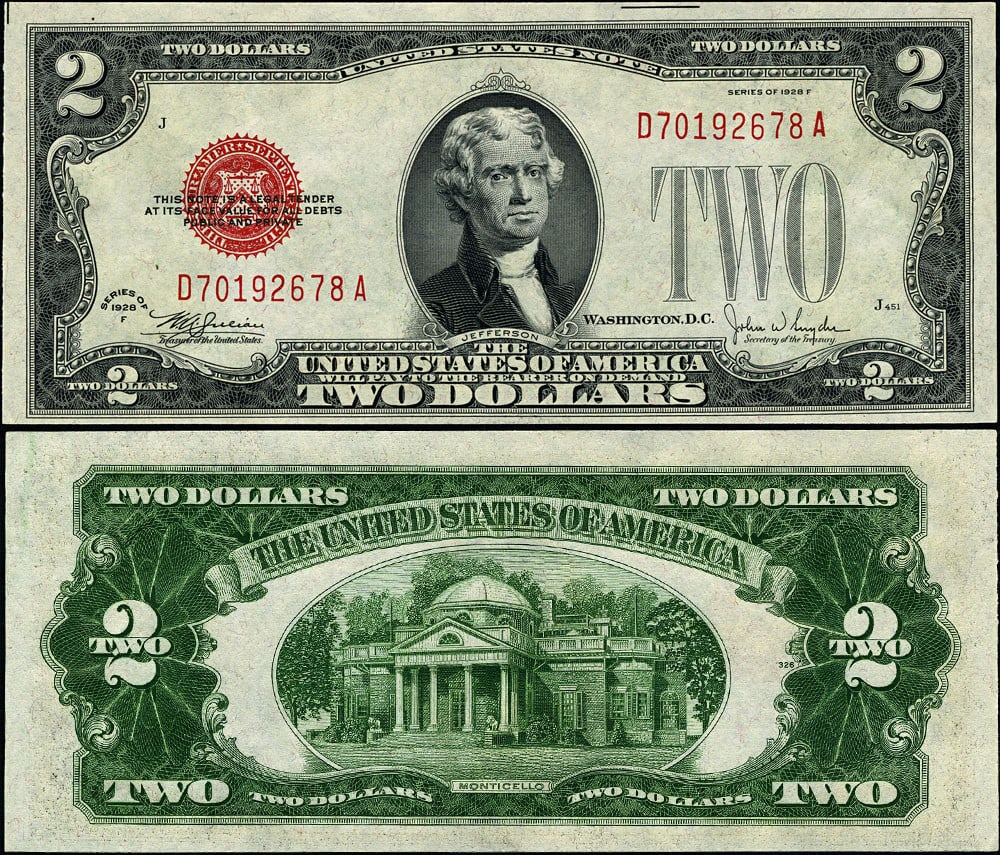 1928-F $2 Legal Tender Note FR 1507 Choice Uncirculated: 1928-F $2 Legal Tender Note FR 1507 Choice Uncirculated This 1928-F $2 Legal Tender note, designated as FR. 1507, is an uncirculated example graded as Choice CU. The note features excellent paper qual