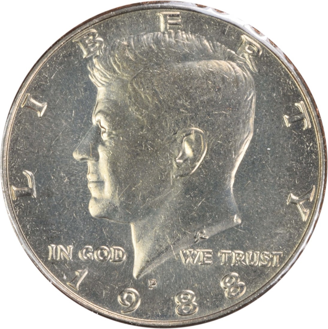 1988 Philadelphia Kennedy Half Dollar Rotated Reverse Uncertified: 1988 Philadelphia Kennedy Half Dollar Rotated Reverse Uncertified This 1988-P Kennedy Half Dollar features a 180-degree rotated reverse and is in Choice Brilliant Uncirculated (BU+) condition. The coi