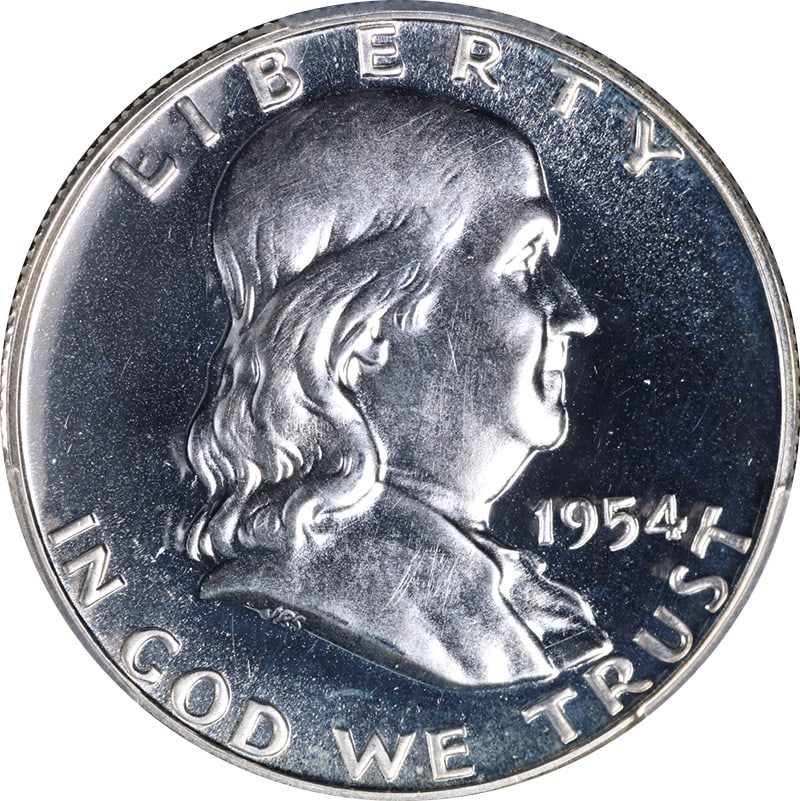 1954 Franklin Half Dollar Proof PCGS PR67 Blazing White Gem Coin: 1954 Franklin Half Dollar Proof PCGS PR67 Blazing White Gem Coin This stunning 1954 Franklin Half Dollar Proof is a certified PCGS PR67, showcasing a blazing white gem quality with superb eye appeal. 