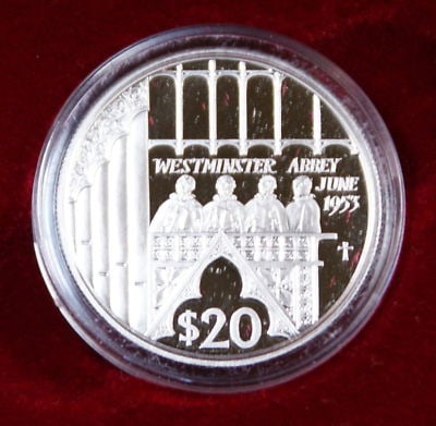 2002 Fiji Westminster Abbey Platinum Proof $20 Coin with Box COA: 2002 Fiji Westminster Abbey Platinum Proof $20 Coin with Box COA This 2002 Fiji $20 platinum proof coin commemorates Westminster Abbey and features Queen Elizabeth II. Struck in .995 pure platinum, th