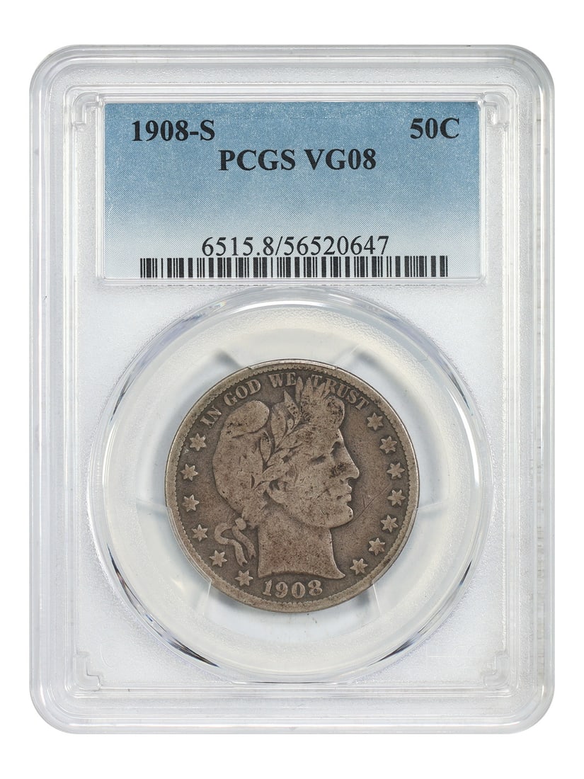 PCGS VG08 1908-S Barber Half Dollar 50C (1 of 4)