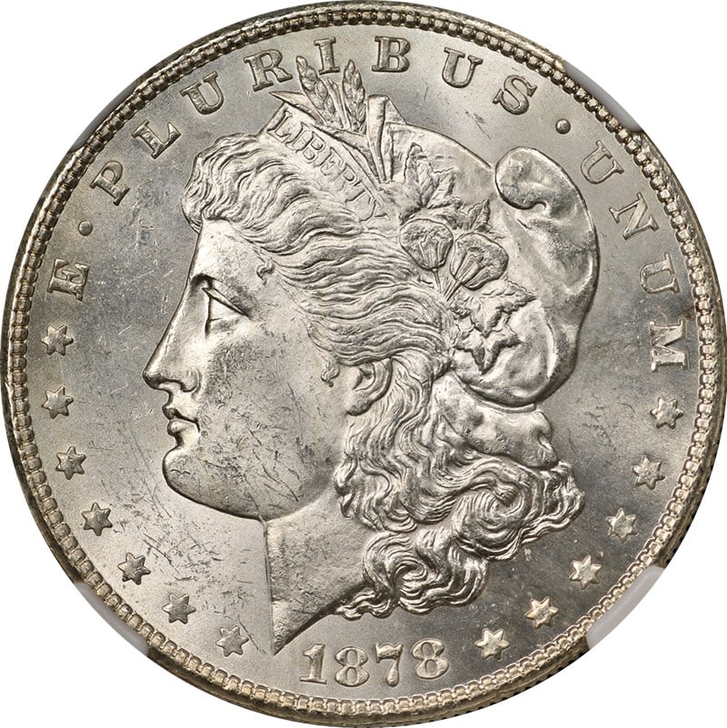 1878-S Morgan Silver Dollar NGC MS64 Strong Strike Silver Coin: 1878-S Morgan Silver Dollar NGC MS64 Strong Strike Silver Coin The 1878-S Morgan Silver Dollar is a stunning collectible coin, certified by NGC with a grade of MS64, showcasing remarkable eye appeal. 