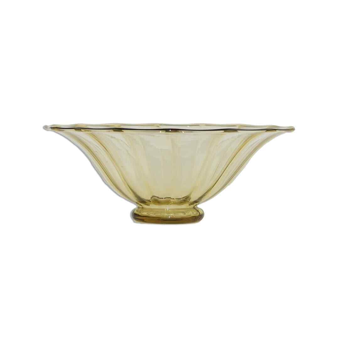 Steuben olive green art glass wide bowl signed (1 of 4)
