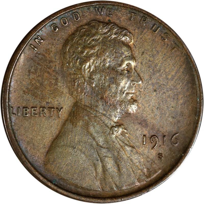 1916 San Francisco Copper Lincoln Cent Circulated US Coin: 1916 San Francisco Copper Lincoln Cent Circulated US Coin This is a 1916-S Lincoln Cent from San Francisco. The coin is composed of copper and is circulated. It is uncertified and pre-owned, originati