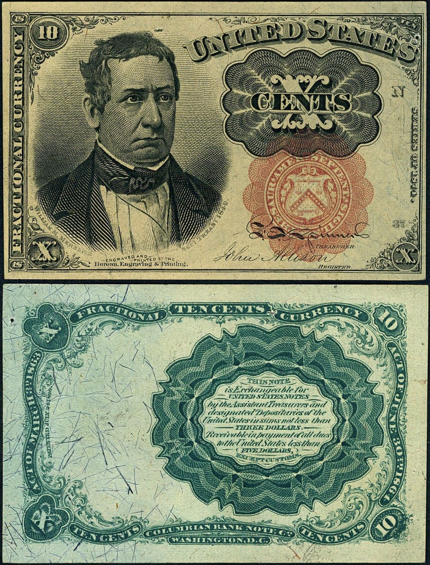 FR. 1266 10c 5th Issue Uncirculated Fractional Note Short Thick Key (1 of 3)