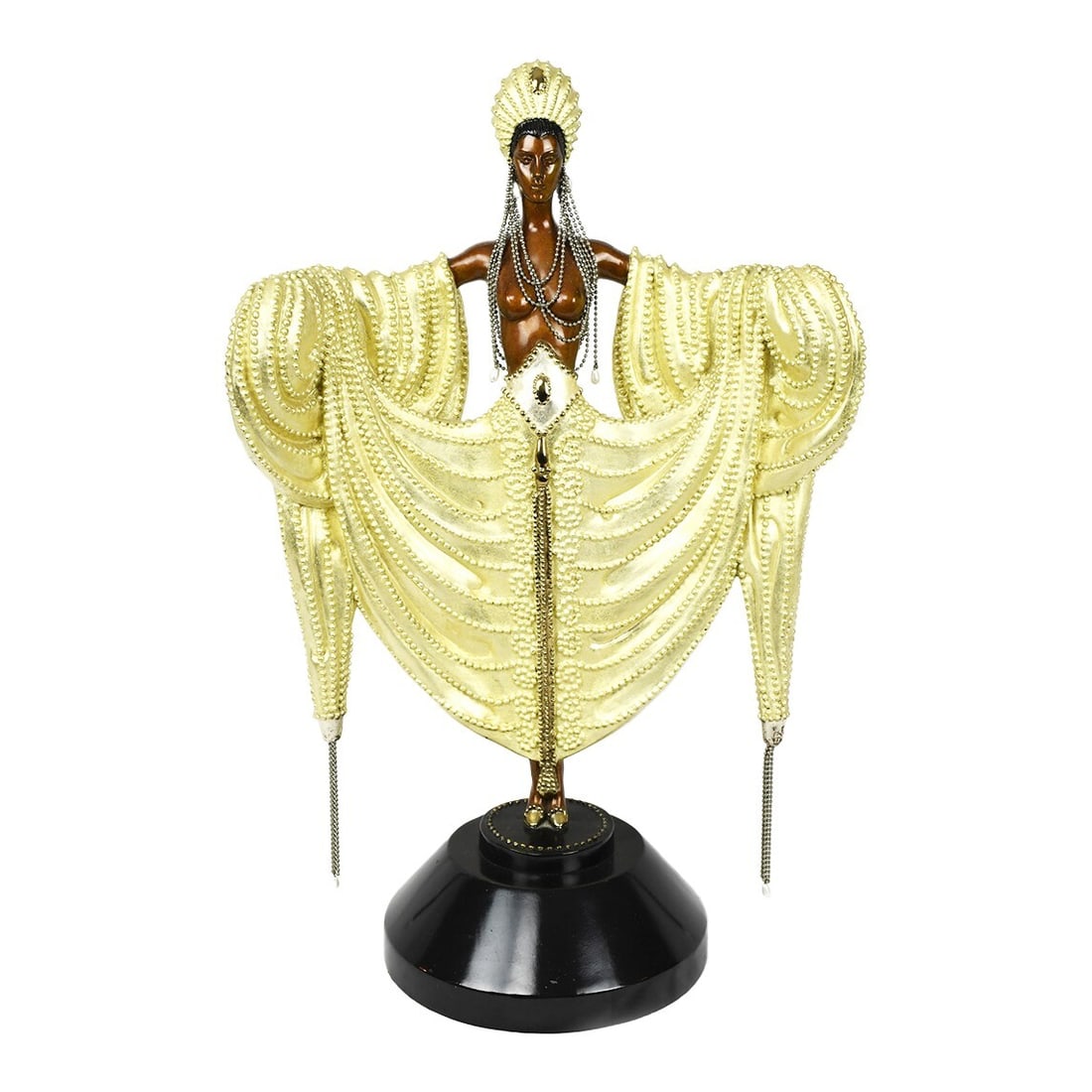 Erte Radiance bronze nude female statue signed numbered: Erte Radiance bronze nude female statue signed numbered This is an original bronze sculpture titled "Radiance" by Erte (Romain de Tirtoff), created in 1988. The piece features a cold painted and parti