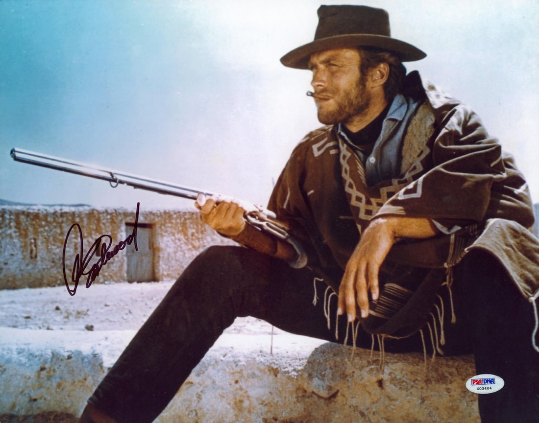 Clint Eastwood autographed 11x14 horizontal photo PSA DNA: Clint Eastwood autographed 11x14 horizontal photo PSA DNA This is an original 11x14-inch horizontal photograph from "The Good, the Bad and the Ugly" personally signed by Clint Eastwood. The autograph 