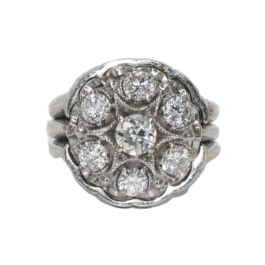 Vintage 14K White Gold Diamond Ring Size 3.75 Unbranded (1 of 7)