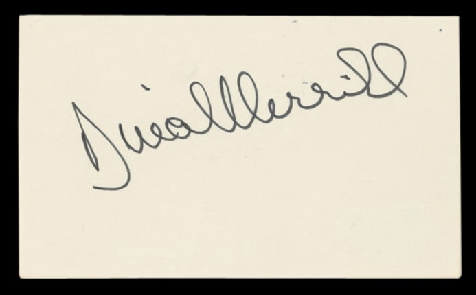 Dina Merrill Signed Operation Petticoat Index Card with BAS Authentication: Dina Merrill Signed Operation Petticoat Index Card with BAS Authentication This authentic autographed 3x5 index card features the signature of Dina Merrill, known for her role in the classic film 'Ope