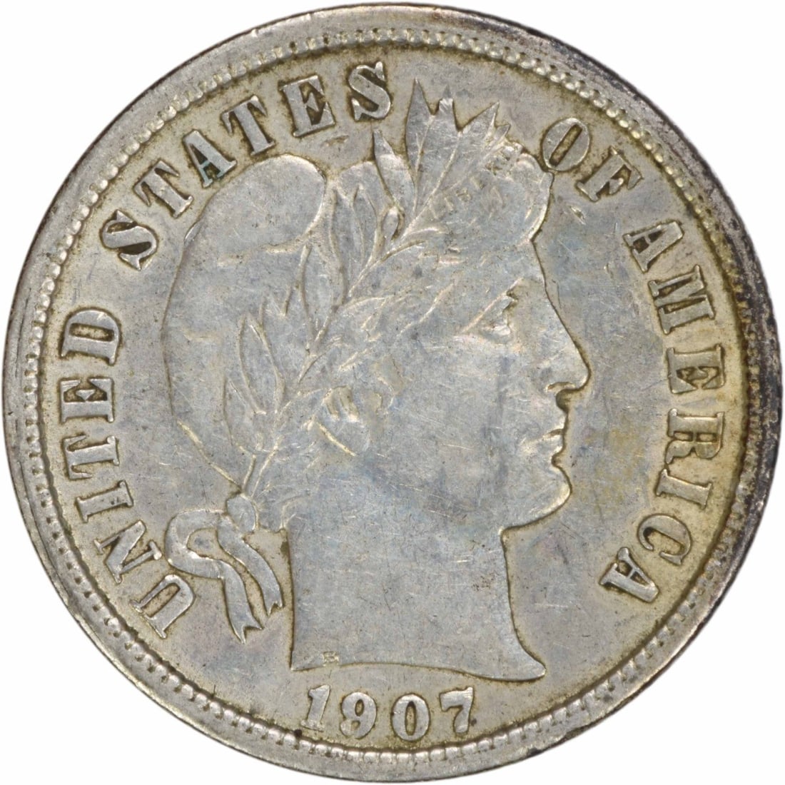 1907 Barber Silver Dime 10C AU Uncertified Philadelphia Mint: 1907 Barber Silver Dime 10C AU Uncertified Philadelphia Mint This 1907 Barber Silver Dime is a notable piece of numismatic history, featuring a design by Charles E. Barber. Struck in Philadelphia, thi