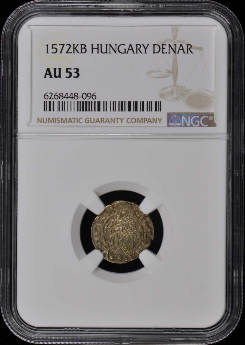Hungary Denar Maximilian II Madonna Child NGC AU53 Certified Coin: Hungary Denar Maximilian II Madonna Child NGC AU53 Certified Coin This is a circulated Hungary Denar featuring Maximilian II, depicting Madonna and Child. It has been certified by NGC with a grade of 