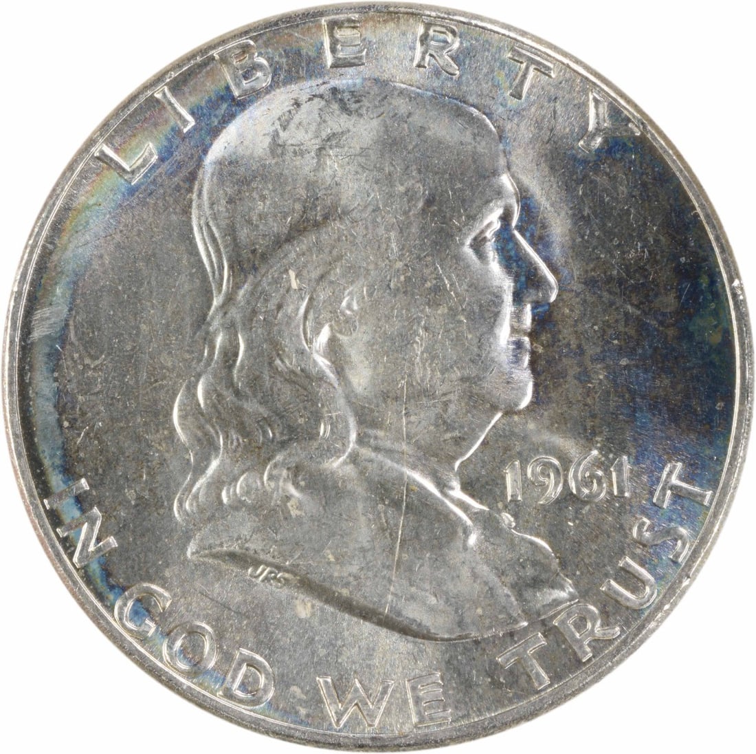 Uncirculated 1961 Franklin 50C Silver Half Dollar Choice BU: Uncirculated 1961 Franklin 50C Silver Half Dollar Choice BU This is a 1961 Franklin Silver Half Dollar from the United States. The coin is uncirculated and graded as Choice BU. It is composed of silve