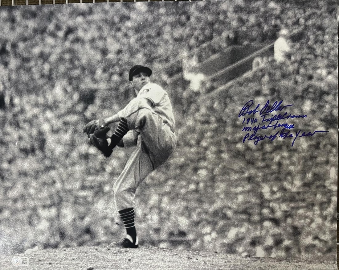 Bob Feller signed 16x20 photo with Beckett inscription (1 of 1)