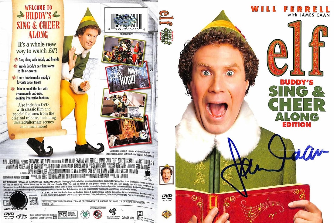 Beckett Authenticated Elf DVD Cover Signed by James Caan (1 of 1)