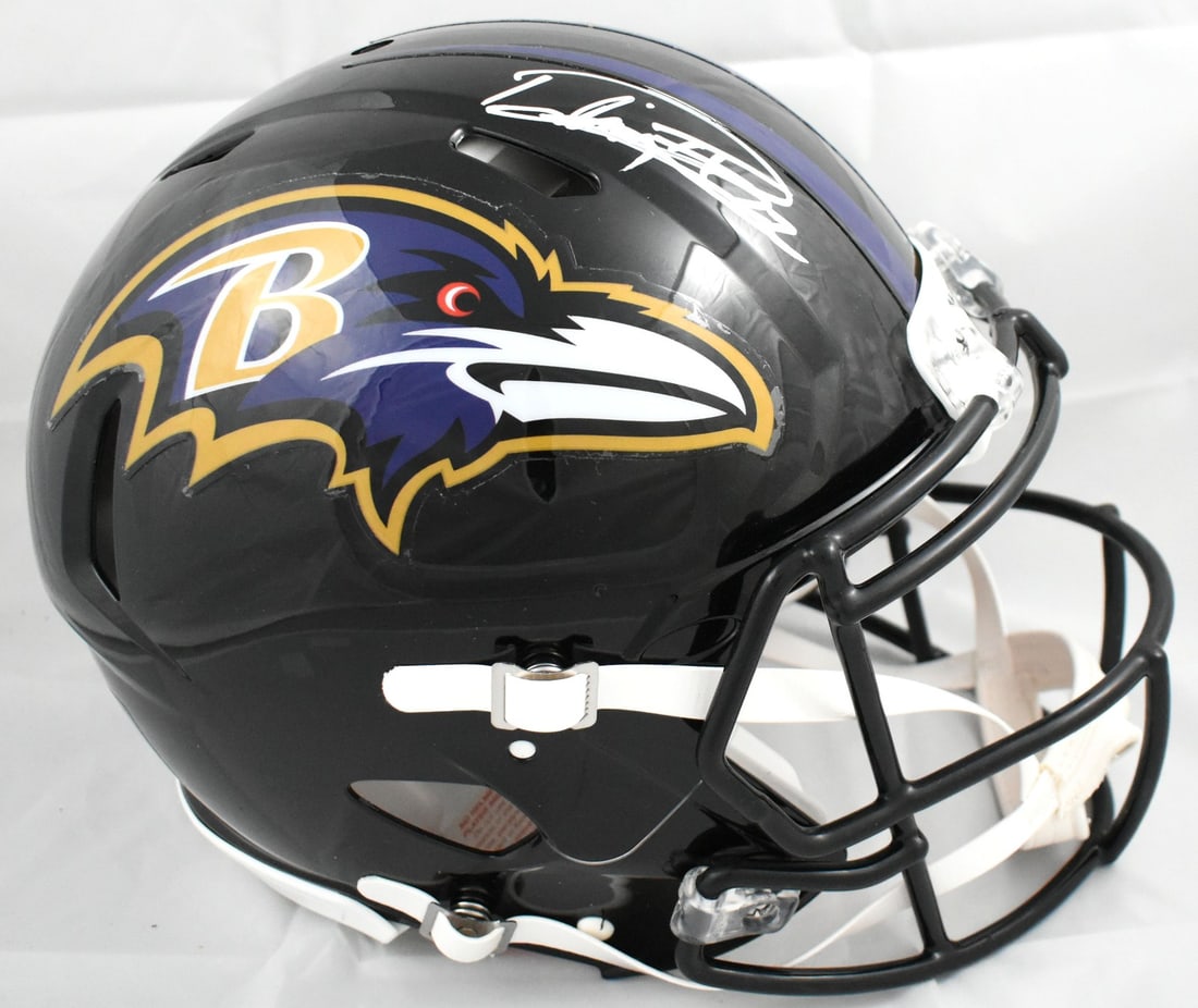 Baltimore Ravens Speed Authentic Helmet Signed by Derrick Henry Beckett W Holo: Baltimore Ravens Speed Authentic Helmet Signed by Derrick Henry Beckett W Holo This is a Baltimore Ravens full-size Speed Authentic helmet that has been hand-signed by Derrick Henry. The helmet is an 