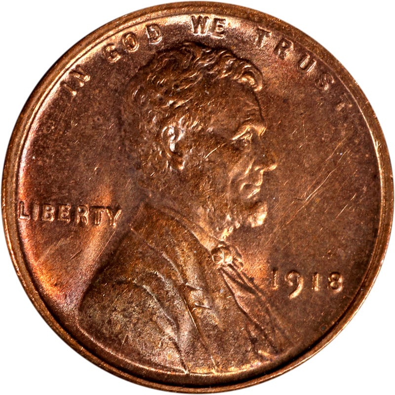 1918 Philadelphia Lincoln copper cent: 1918 Philadelphia Lincoln copper cent This is a 1918 Lincoln Cent from the Philadelphia Mint, featuring a red-colored copper composition. The coin is circulated and originates from the United States. 