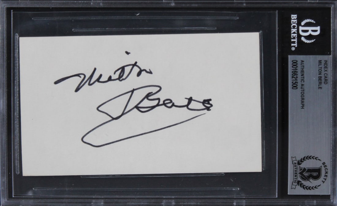 Milton Berle Show Signed 3x5 Index Card Authenticated by Beckett (1 of 2)
