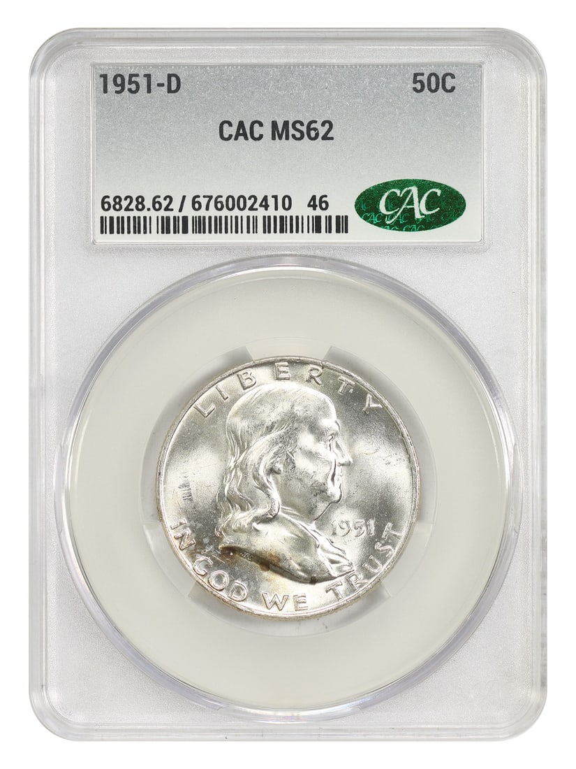 1951-D Franklin Half Dollar CACG MS62 Denver Mint Uncirculated (1 of 4)