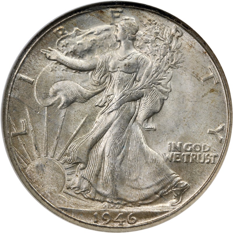 NGC MS65 1946-D Walking Liberty Half Dollar Silver: NGC MS65 1946-D Walking Liberty Half Dollar Silver This 1946-D Walking Liberty Half Dollar is graded MS65 by NGC, indicating a high-quality, uncirculated coin. It features attractive luster, strong st