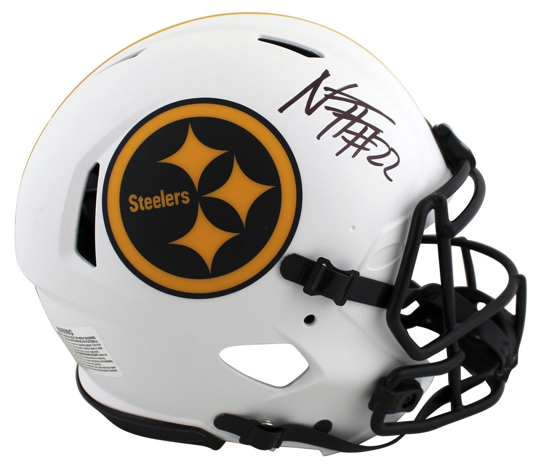 Najee Harris Autographed Steelers Lunar Full Size Helmet with FAN COA: Najee Harris Autographed Steelers Lunar Full Size Helmet with FAN COA This autographed Lunar Riddell Authentic Full Size Speed Proline Helmet features the signature of Najee Harris, star player of the