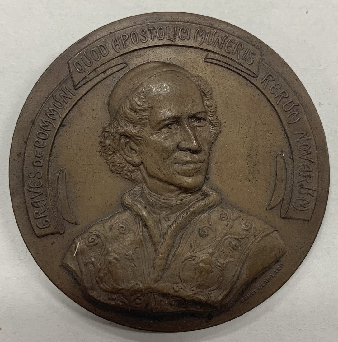 Copper Religious Medal Commemorating 1903 Pope Leo XIII Argentina Visit 3 Inch 5.5 Oz (1 of 2)