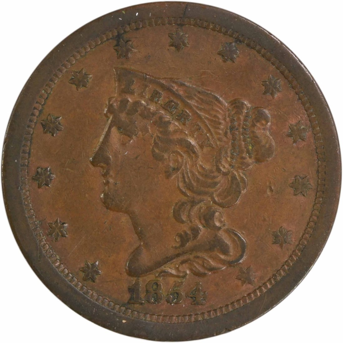 1854 Braided Hair Copper Half Cent AU Uncertified (1 of 2)