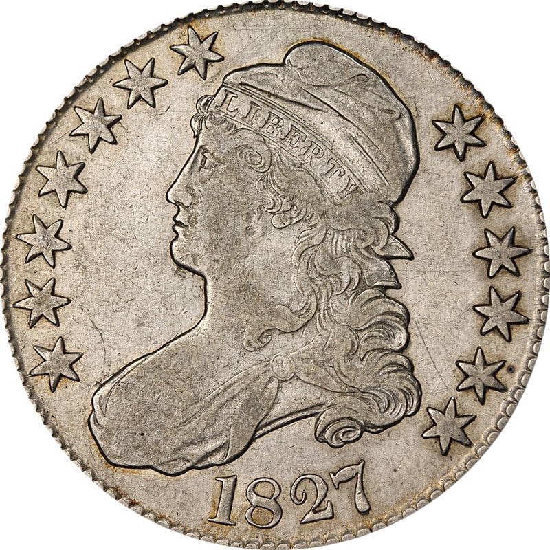 1827 Silver Capped Bust Half Dollar Square Base 2 (1 of 2)