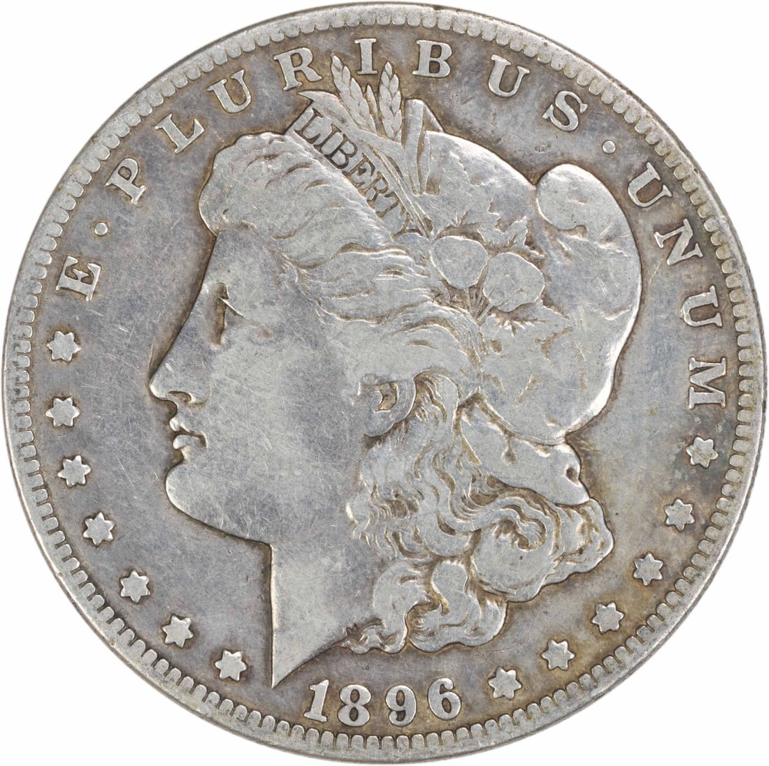 1896-O Morgan Dollar Coin 90 Percent Silver VF Grade Uncertified: 1896-O Morgan Dollar Coin 90 Percent Silver VF Grade Uncertified This 1896-O Morgan Silver Dollar is a circulated coin from the United States, minted in New Orleans. Composed of 90% silver and 10% cop