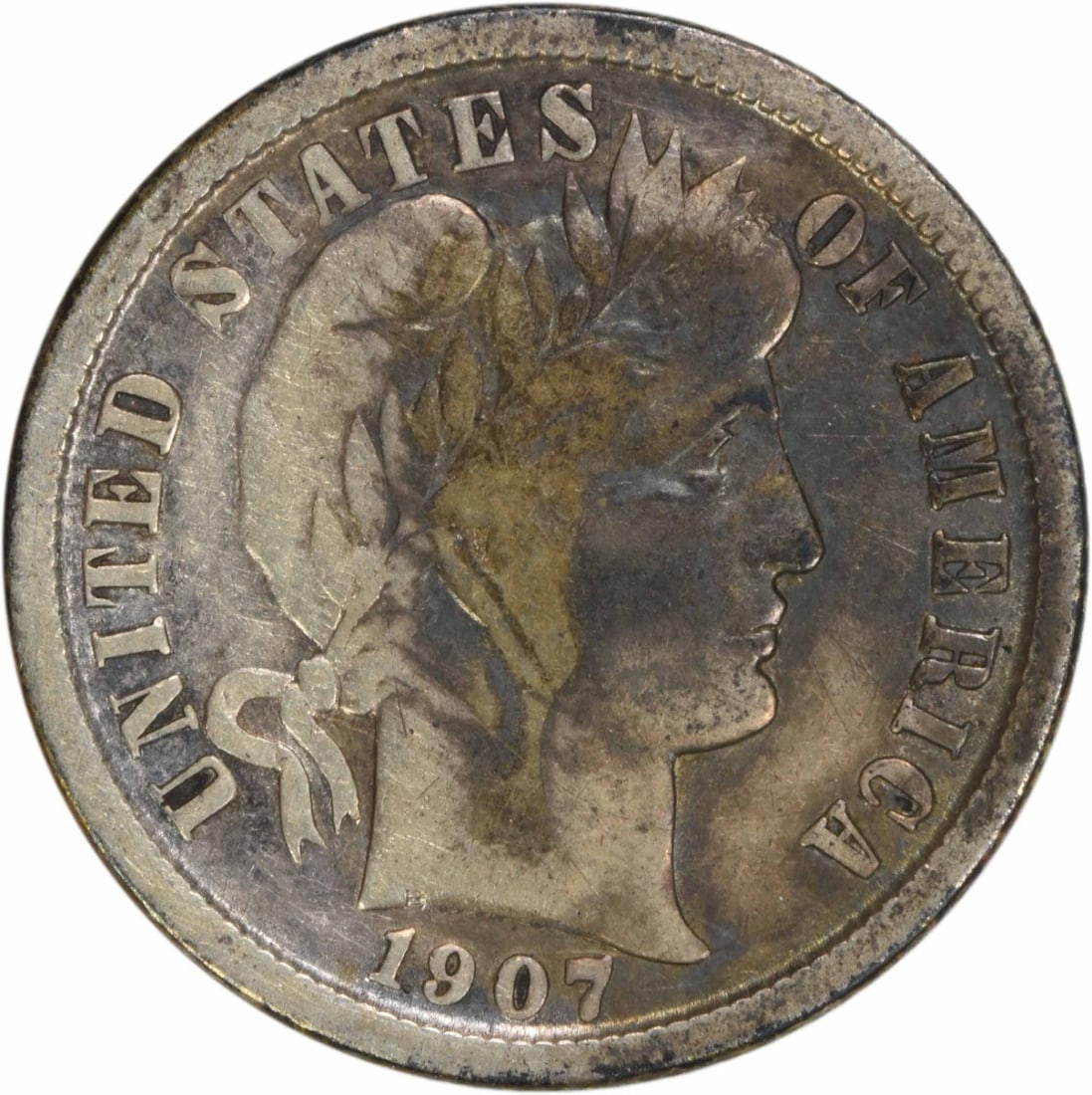 1907-O Barber Dime 10C Silver Uncertified 90% Silver: 1907-O Barber Dime 10C Silver Uncertified 90% Silver This 1907-O Barber Silver Dime is a great addition for any coin collector. Struck in 90% silver and 10% copper, this circulated coin showcases the 