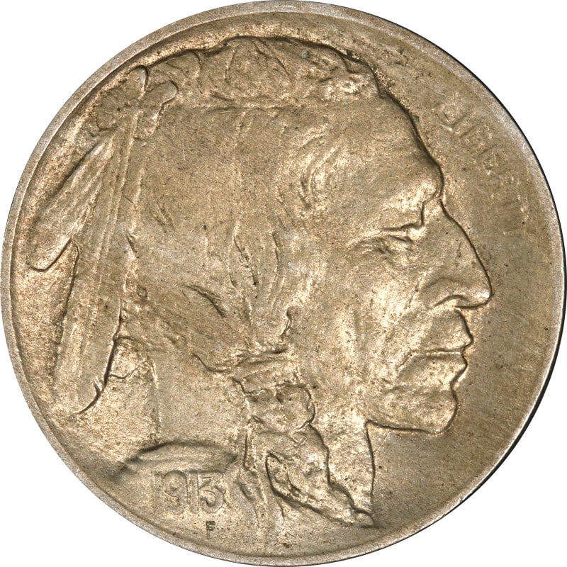 1913 P Buffalo Nickel Type 1: 1913 P Buffalo Nickel Type 1 This is a 1913-P Type 1 Buffalo Nickel from the United States. The coin is composed of nickel and has been circulated. It is uncertified and offered in pre-owned condition