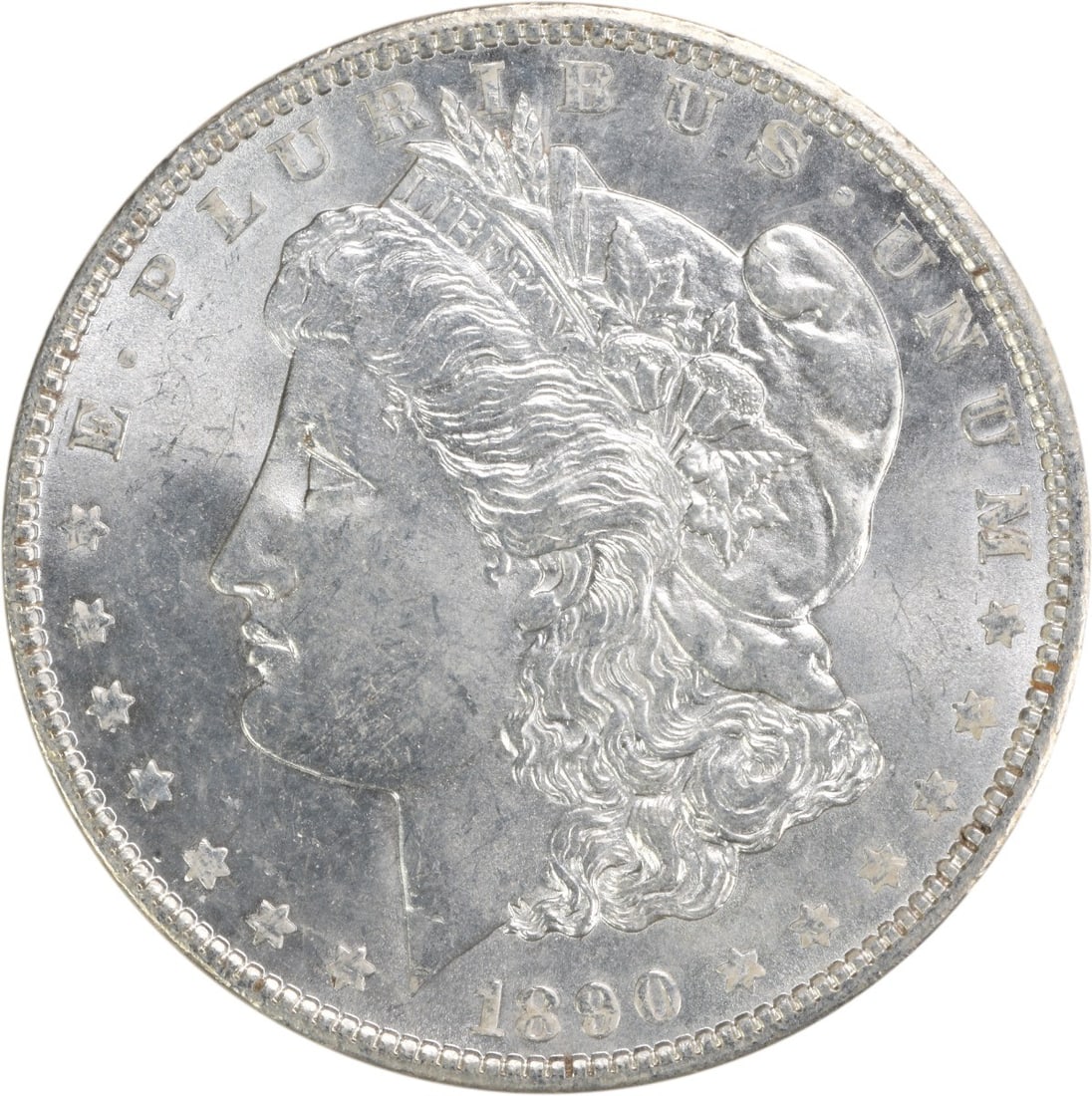 Choice BU 1890 Silver Dollar Morgan Uncertified No Mint Mark: Choice BU 1890 Silver Dollar Morgan Uncertified No Mint Mark This 1890 Morgan Silver Dollar is a Choice Brilliant Uncirculated example. Struck in silver, it features no mint mark and is uncertified. T