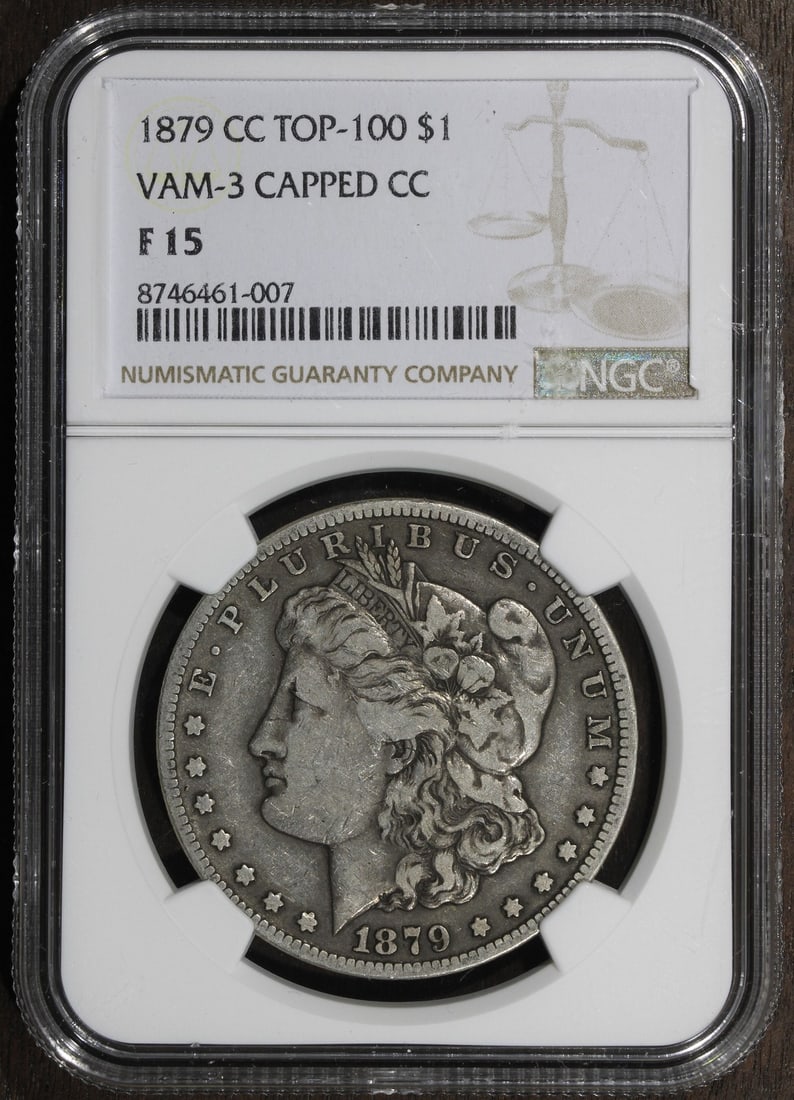 1879 Carson City Morgan Dollar NGC Capped Die: 1879 Carson City Morgan Dollar NGC Capped Die This is an 1879-CC Morgan Silver Dollar featuring the Capped Die variety. Minted in Carson City, this pre-owned coin is composed of 90% silver and represe