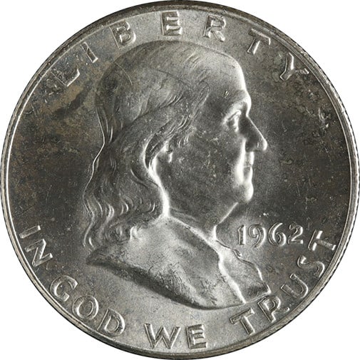 Silver 1962 Philadelphia Mint Franklin Half Dollar Coin Circulated (1 of 2)