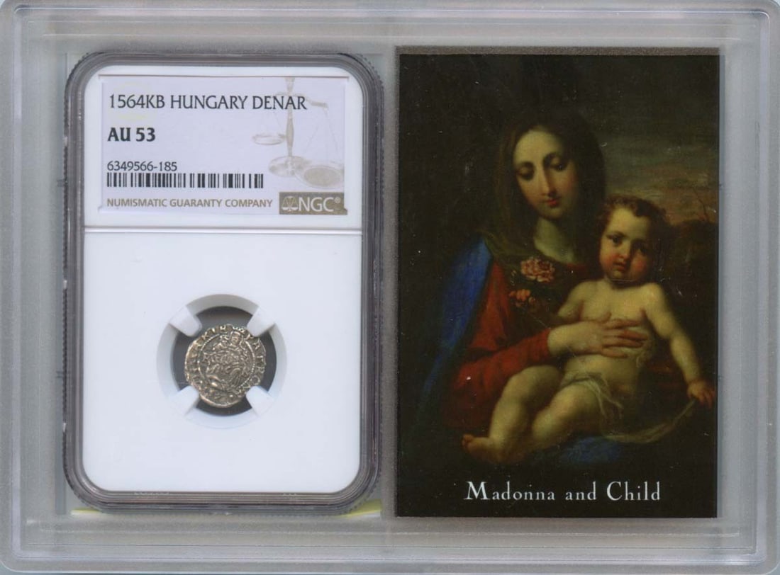 Hungary Denar Ferdinand Madonna and Child NGC AU53 Certified Coin: Hungary Denar Ferdinand Madonna and Child NGC AU53 Certified Coin Hungary Denar featuring Ferdinand with Madonna and Child, certified by NGC with a grade of MS62. This pre-owned world coin represents 